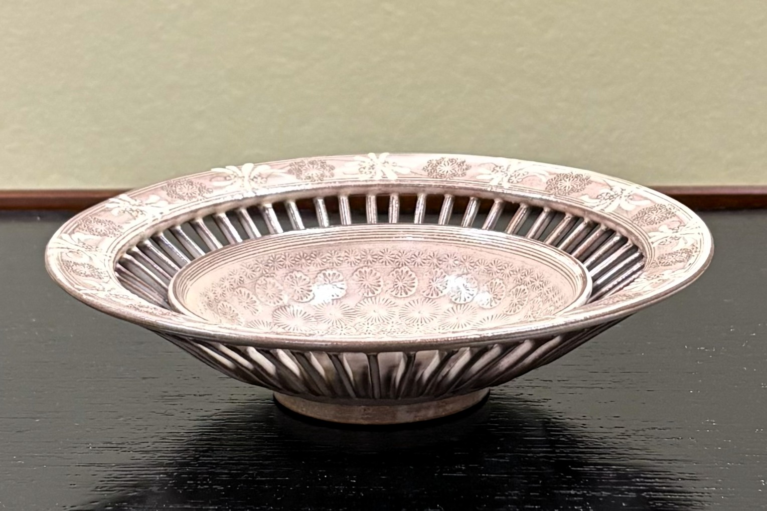 皿　紫三島　透かし　森里陶楽