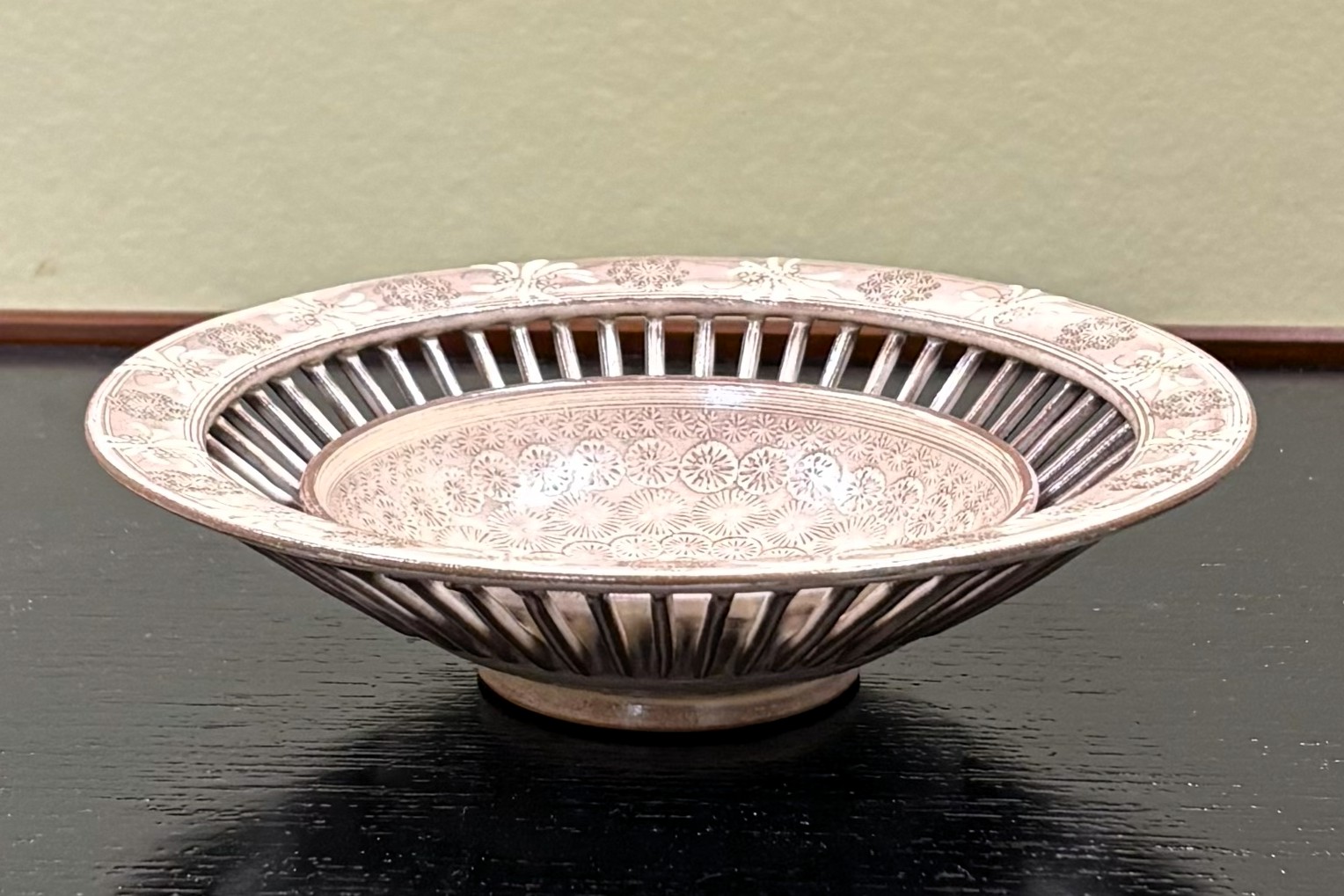 皿　紫三島　透かし　森里陶楽