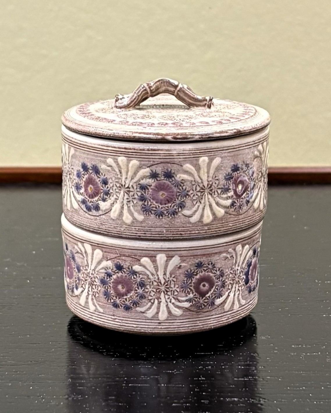 小箱　紫彩華紋　2段丸　森里陶楽