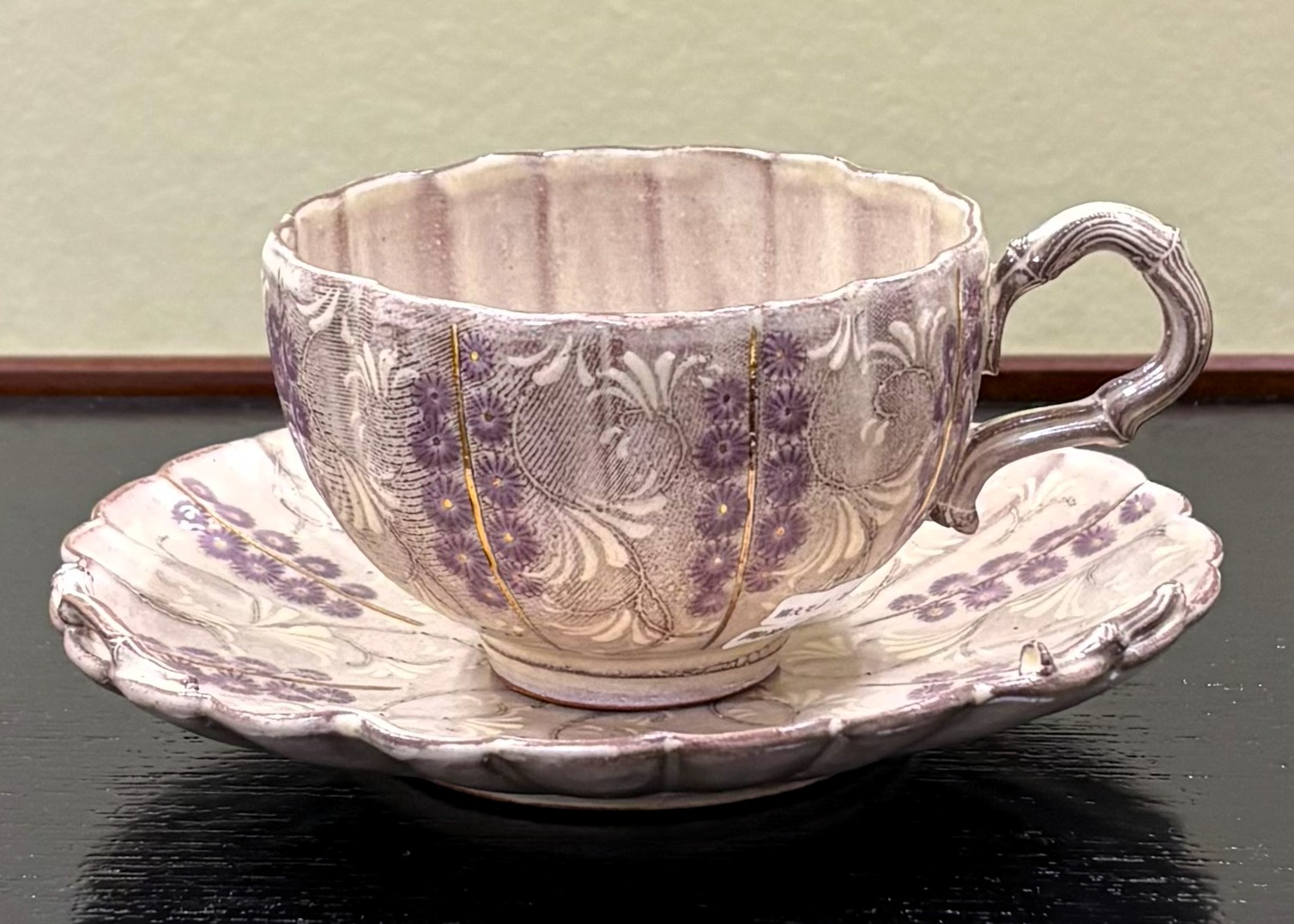 珈琲碗皿　紫彩華紋　竹華　森里陶楽